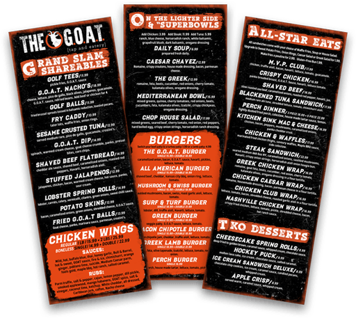 G.O.A.T. menu